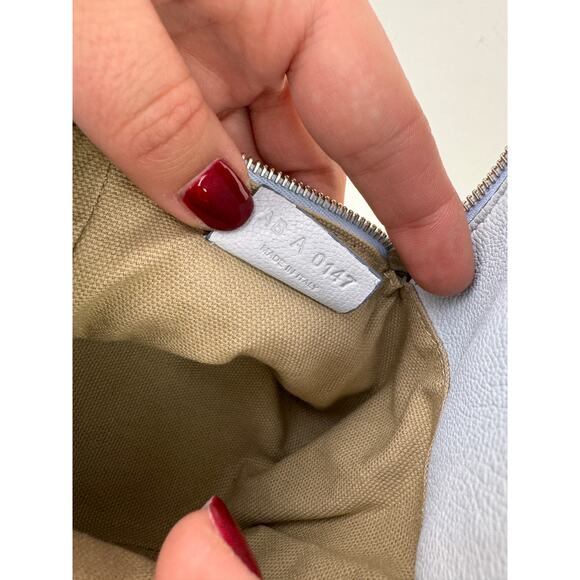 GIVENCHY Paris Blue Mini Pandora Charm Box Leather Zipper Closure Square NEW - Picture 7 of 8